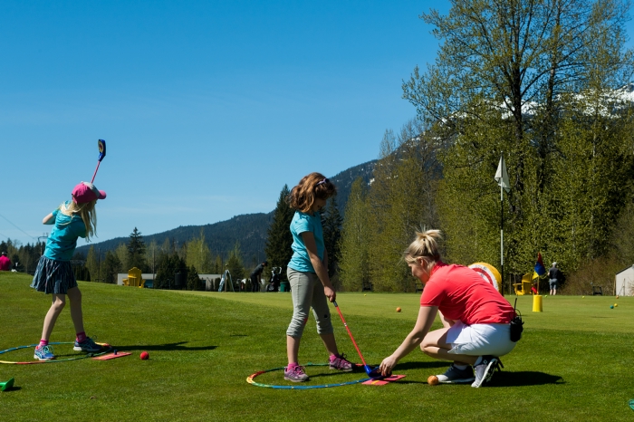 Kids playing golf at Whistler Go Fest