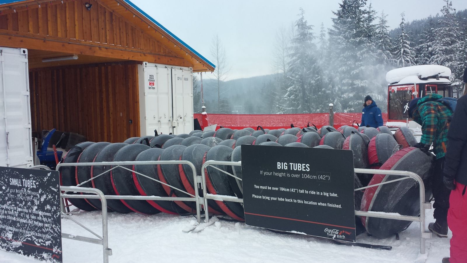 Tubes lined up at the Whistler Coca-Cola Tube Park