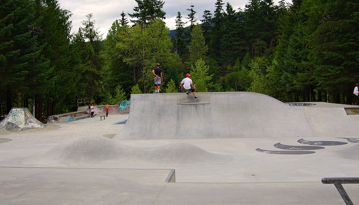 Guys in the newly renovated Whistler Skate Park