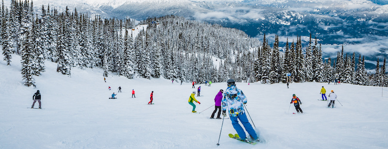 Skiers and snowboarders at Whistler