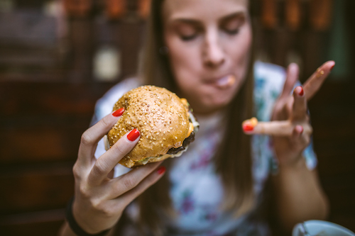 Eating a burger