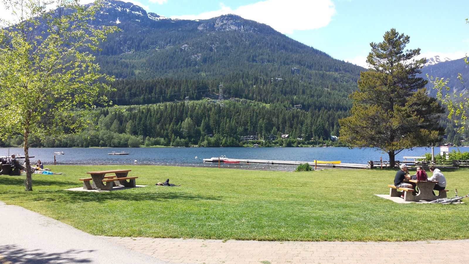 Picnic tables at Alta Lake in Whistler