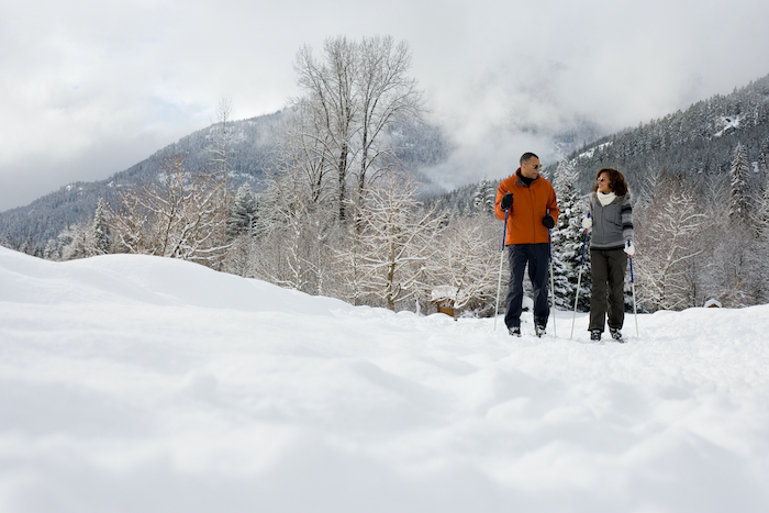 Couple skiing in Whistler