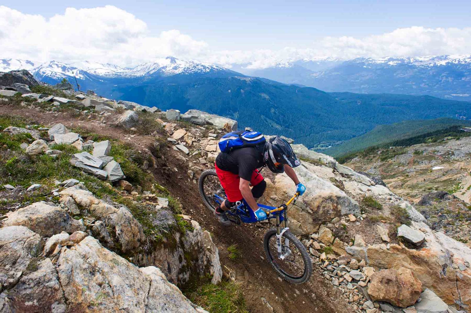 Mountain biker going downhill at Whistler