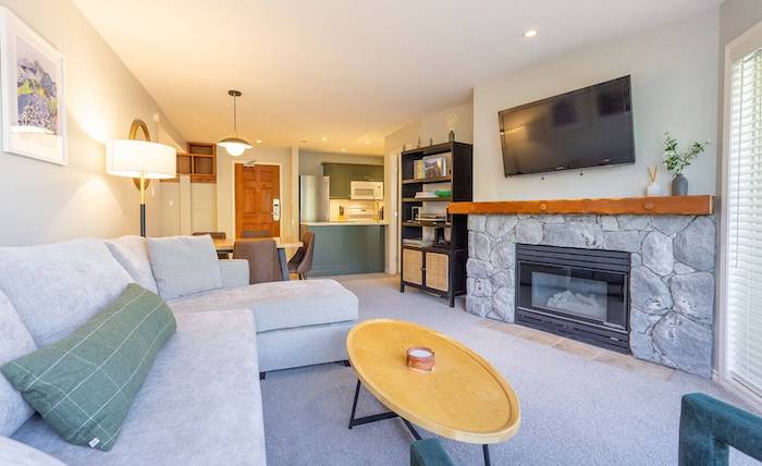 Newly renovated living room at Aspens 358