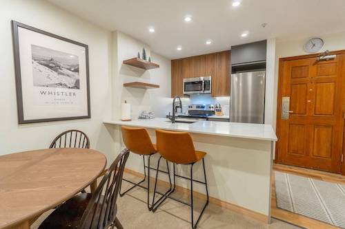 Renovated kitchen at an Aspens Whistler condo