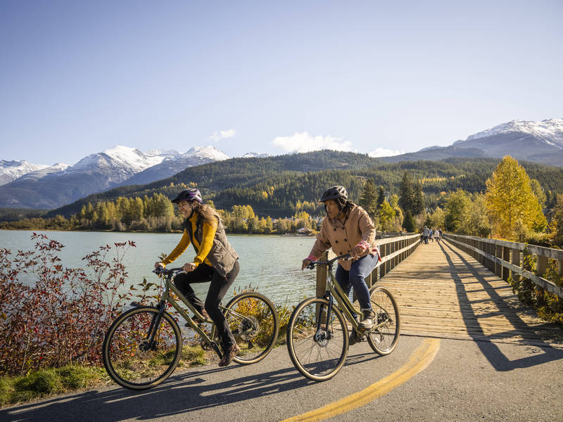 Riding bikes in Whistler in the fall