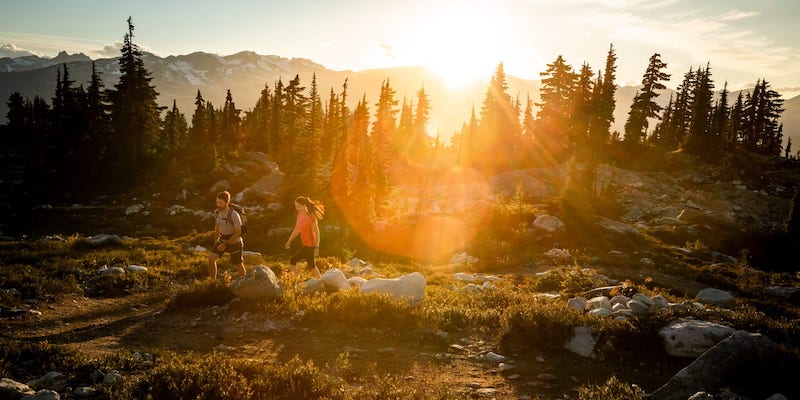 People hiking near Whistler in the fall