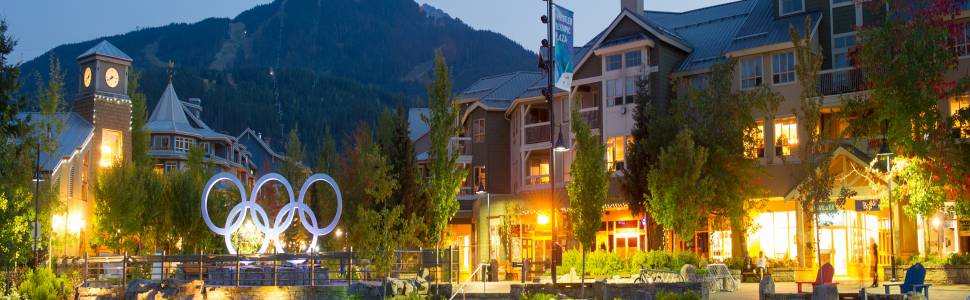 Whistler Olympic Plaza at dusk